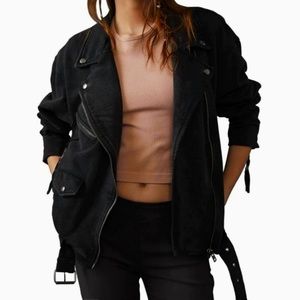 Free People Sweatshirt Moto Jacket